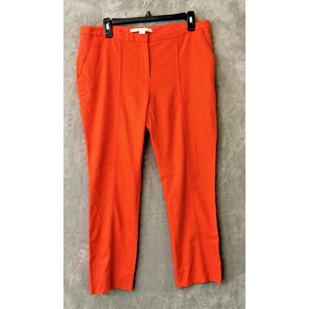 Diane Von Furstenberg Trousers 12 Pants Straight Leg Designer Orange Ankle